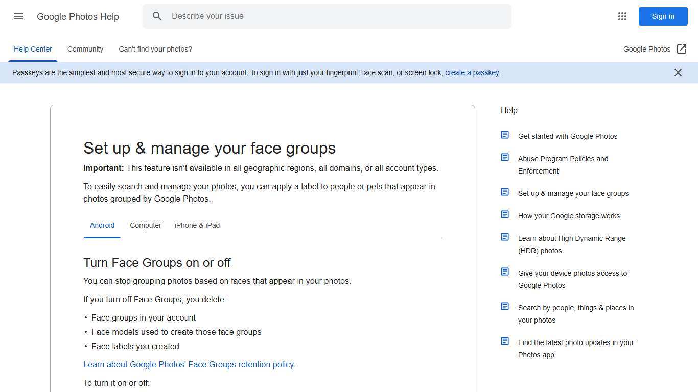 Set up & manage your face groups - Android - Google Photos Help